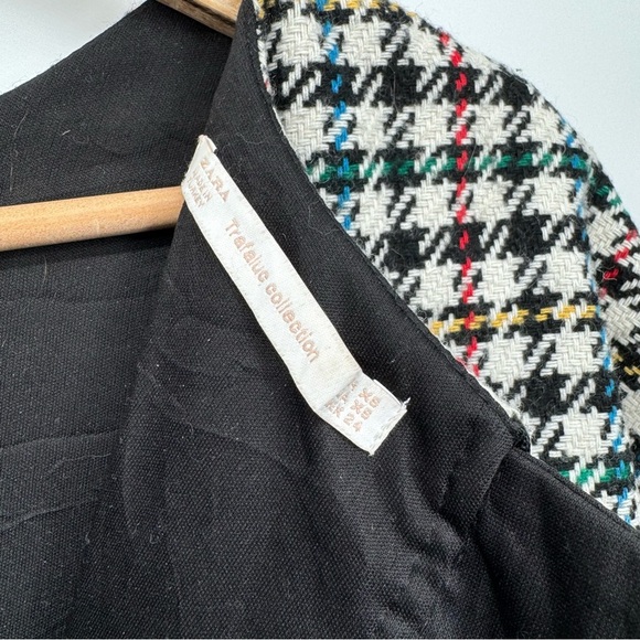 Zara Houndstooth Fringe Oversized Shift Dress Wool Velvet Women’s XS Retro Glam - Picture 11 of 13